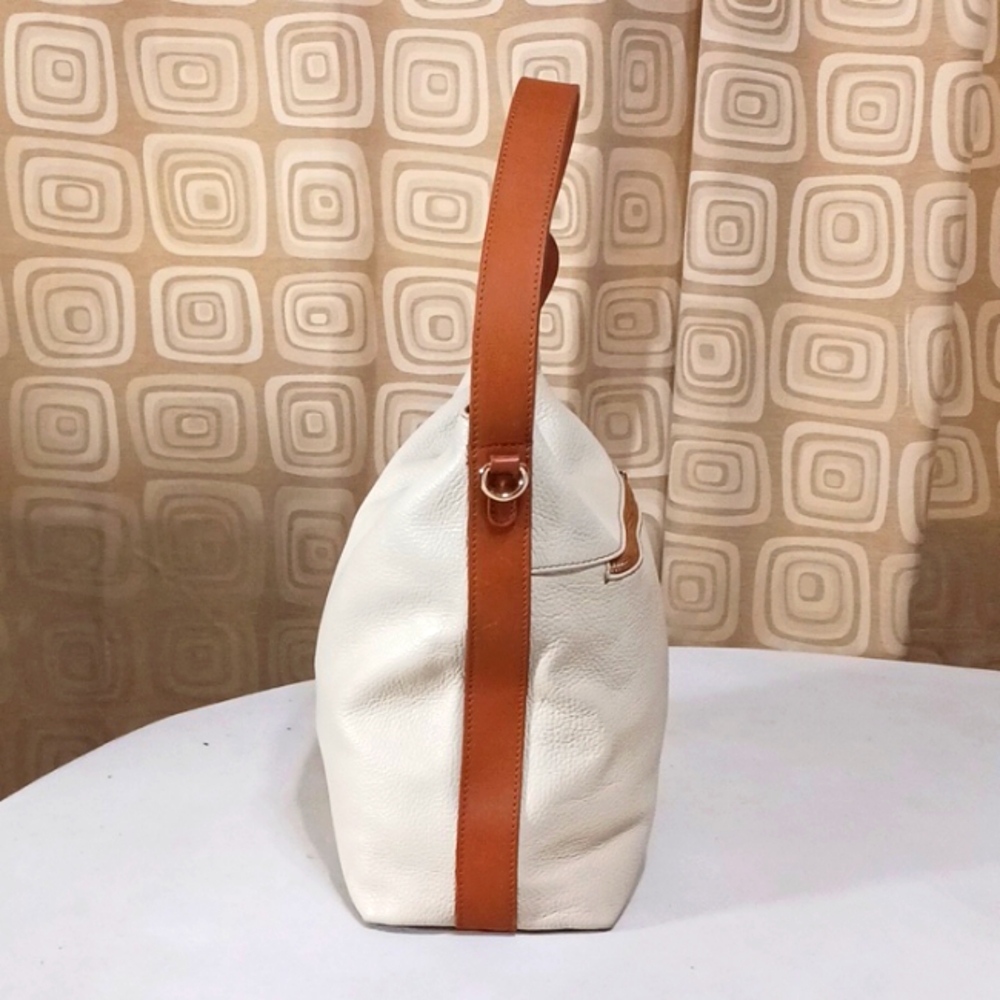 Valentina Cream and Brown Leather Crossbody Bag - Picture 3 of 11
